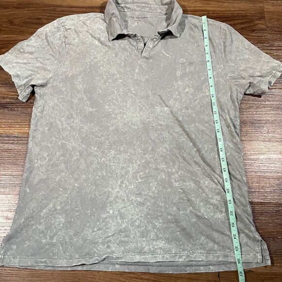 John Varvatos Bodhi Polo Shirt Mens XL Marble Wash Logo Open Placket Med Gray - Picture 4 of 8